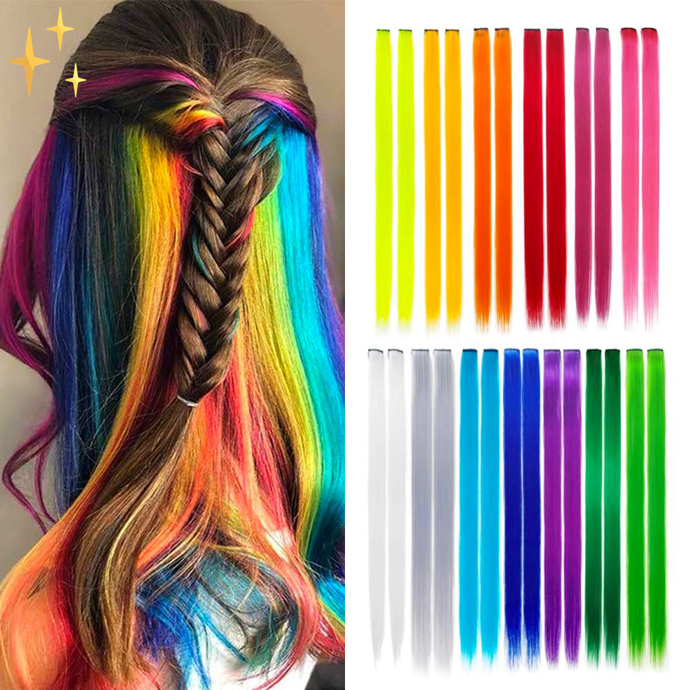 ColorLux – Clip-in Hair Extensions 26 pieces in Rainbow Colors for Party or Daily Use
