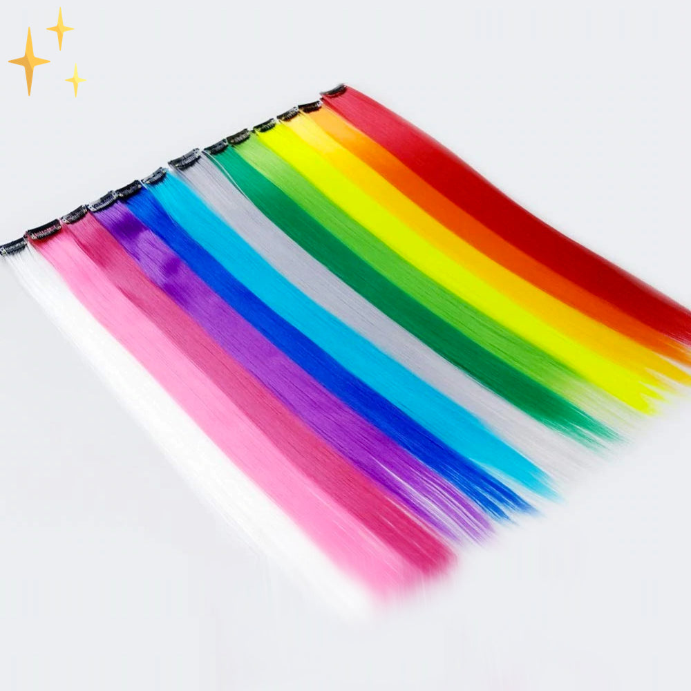 ColorLux – Clip-in Hair Extensions 26 pieces in Rainbow Colors for Party or Daily Use