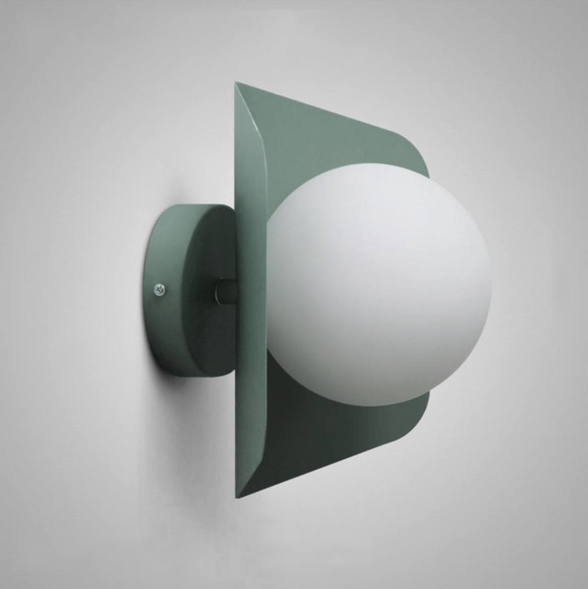 Glasora – Wall lamp with milk glass globe & disc, modern & colorful