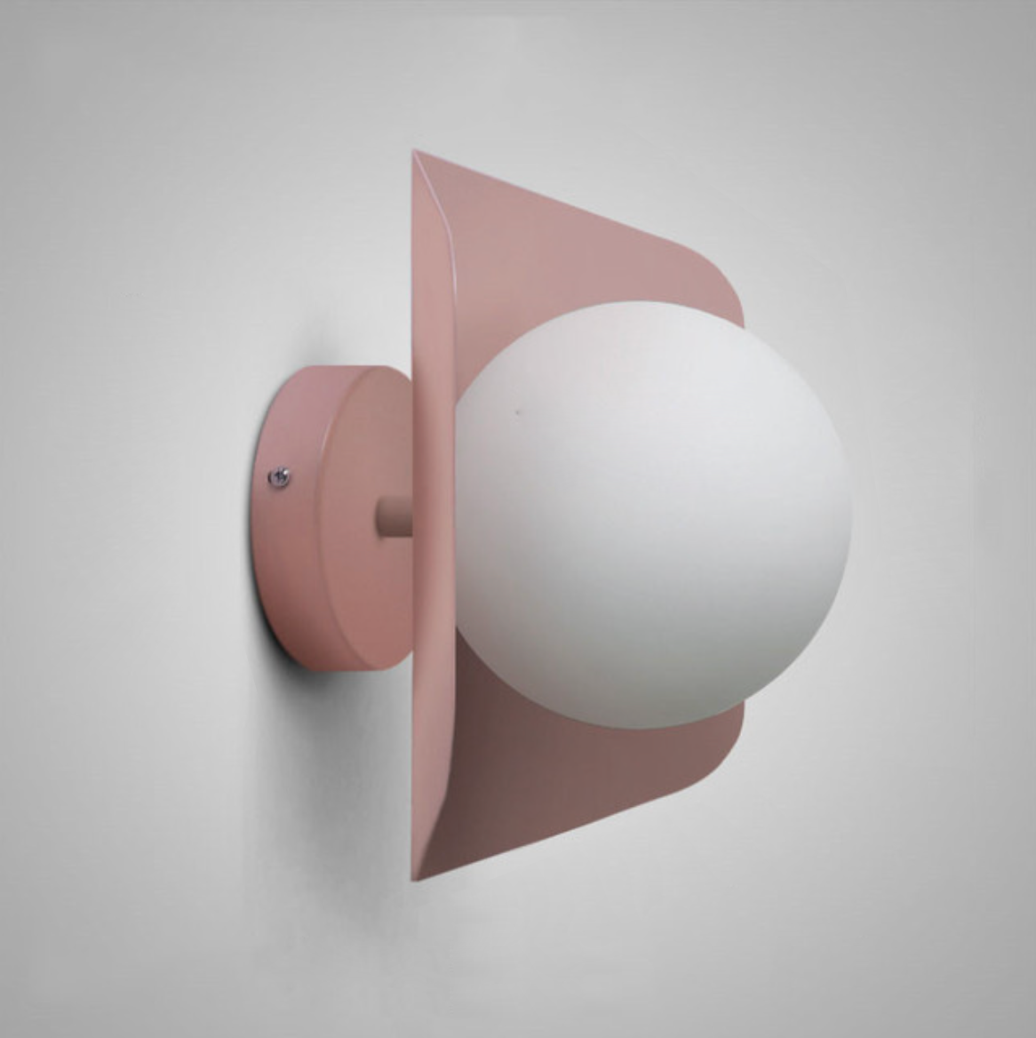 Glasora – Wall lamp with milk glass globe & disc, modern & colorful