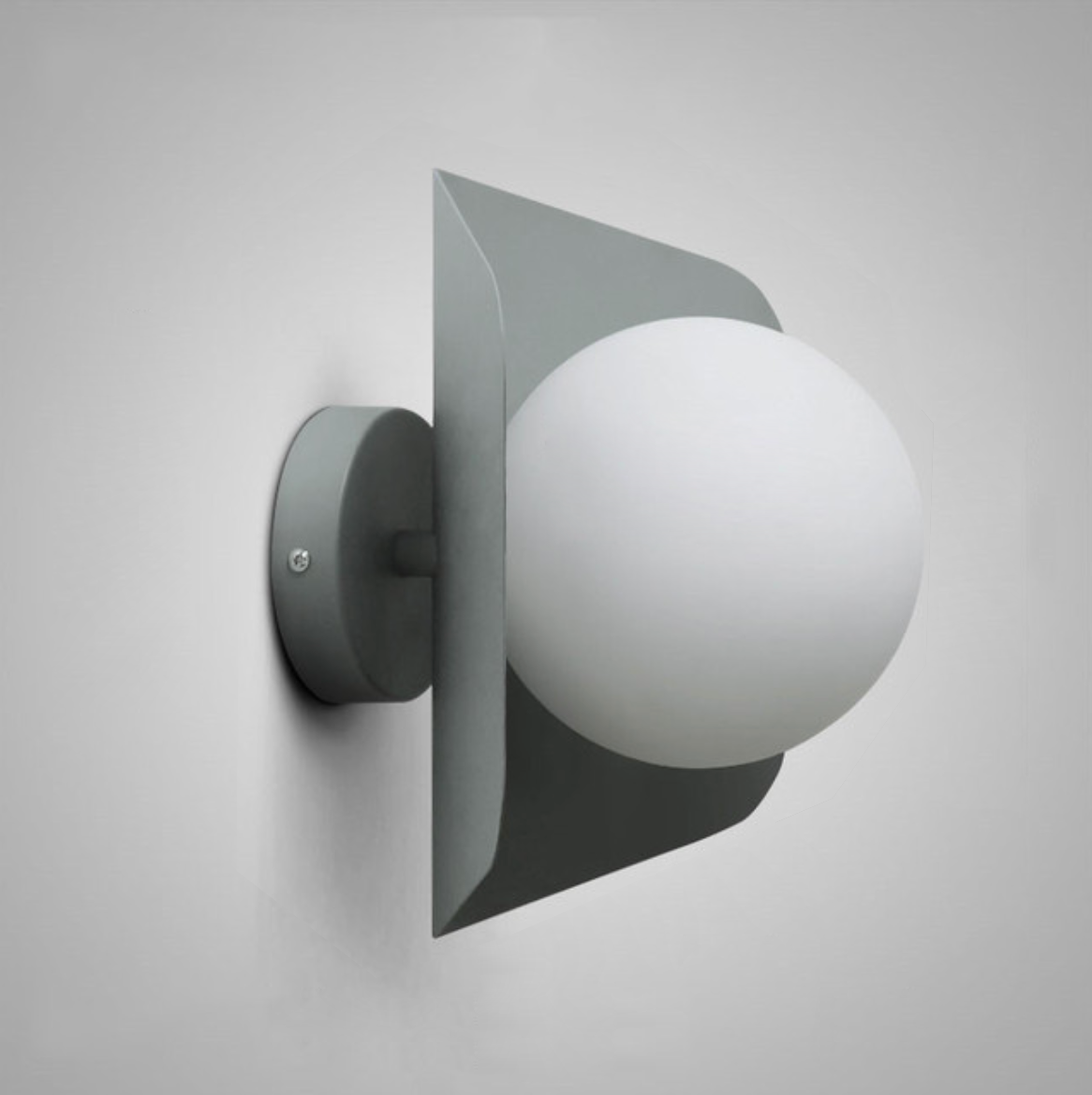 Glasora – Wall lamp with milk glass globe & disc, modern & colorful