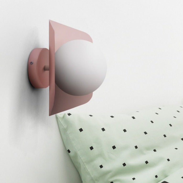 Glasora – Wall lamp with milk glass globe & disc, modern & colorful