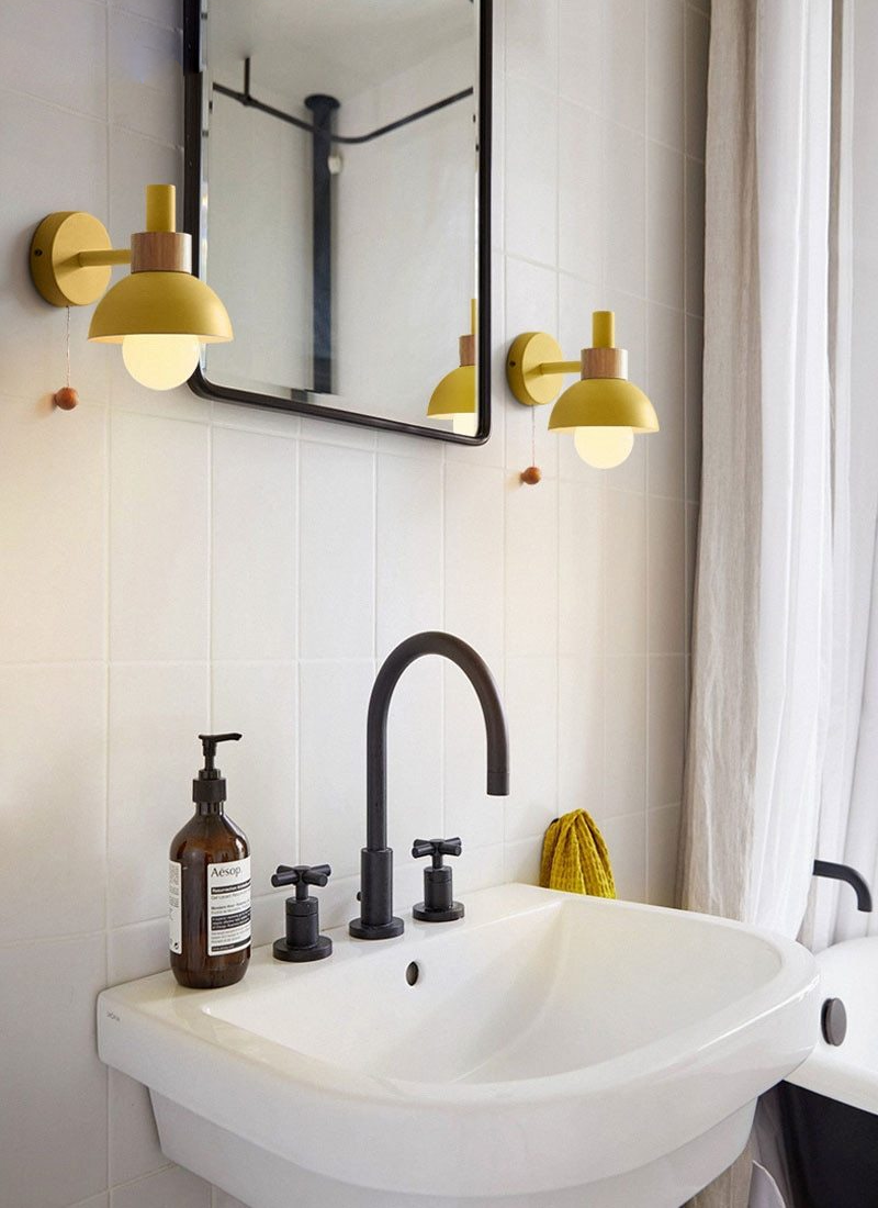 Aurora Living – Wall lamp with Wood & Metal, Mid-Century style