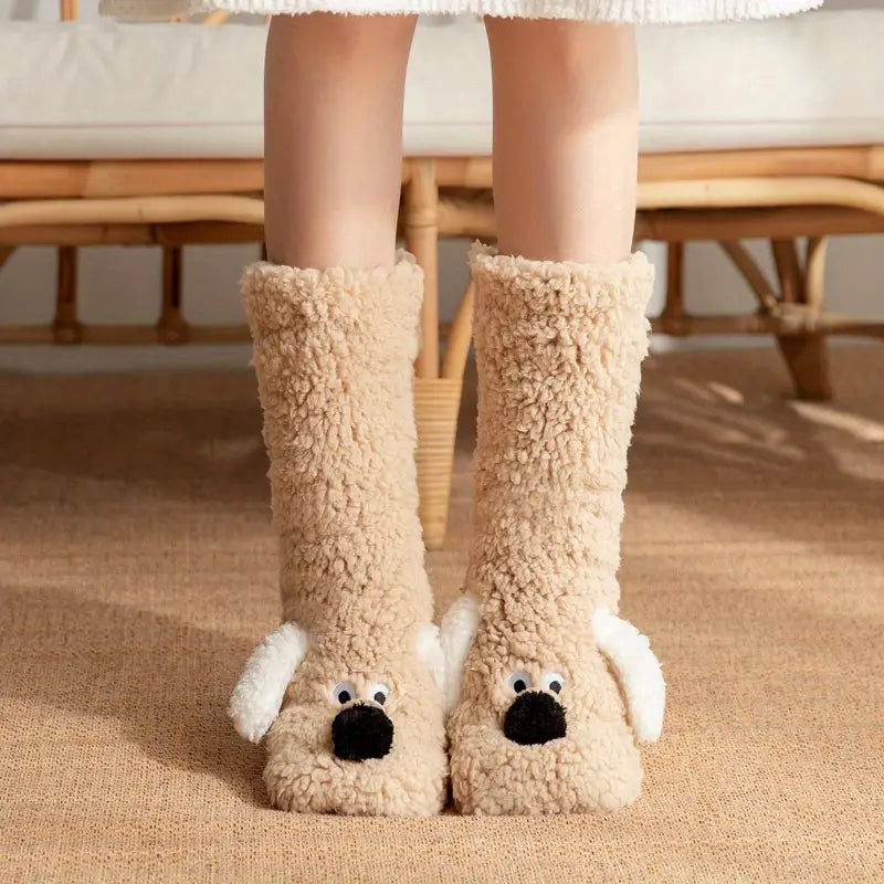 CozyPaws – Pluche antislip Wintersokken met Dierenmotief voor Kinderen en Volwassenen