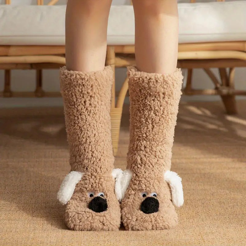 CozyPaws – Pluche antislip Wintersokken met Dierenmotief voor Kinderen en Volwassenen