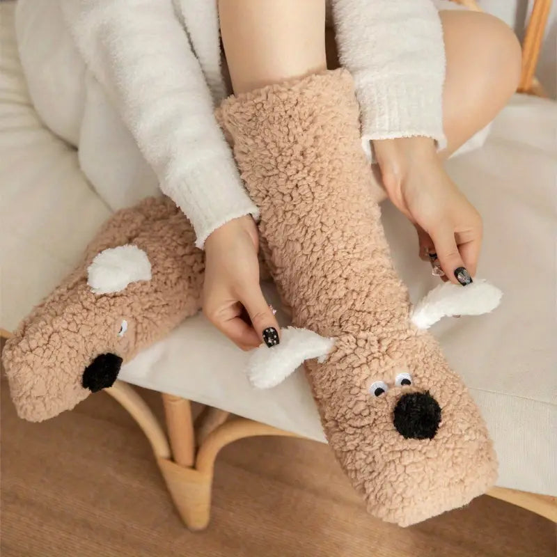 CozyPaws – Pluche antislip Wintersokken met Dierenmotief voor Kinderen en Volwassenen
