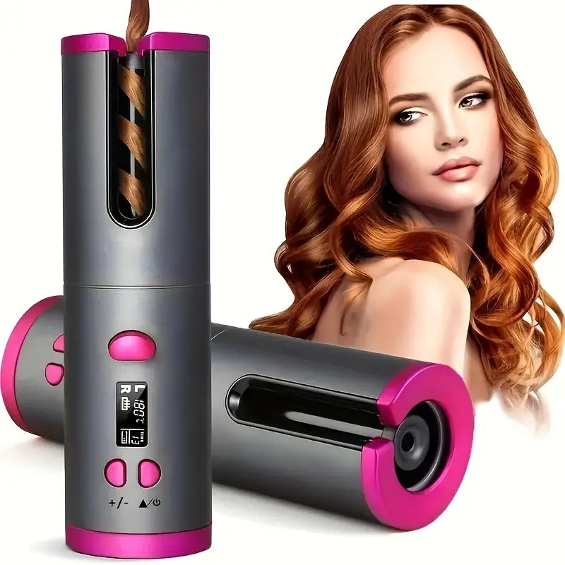CurlEase Wireless Automatic Hair Curler – Rechargeable Curling Iron with Adjustable Temperature and Timer, Portable Hair Styling Tool, Perfect Christmas Gift
