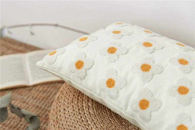 Florendi – Cotton pillowcase with daisy embroidery