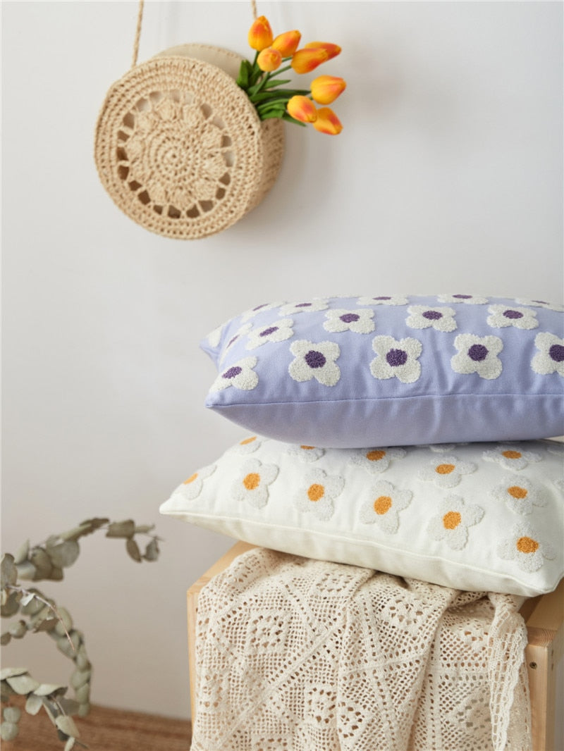 Florendi – Cotton pillowcase with daisy embroidery