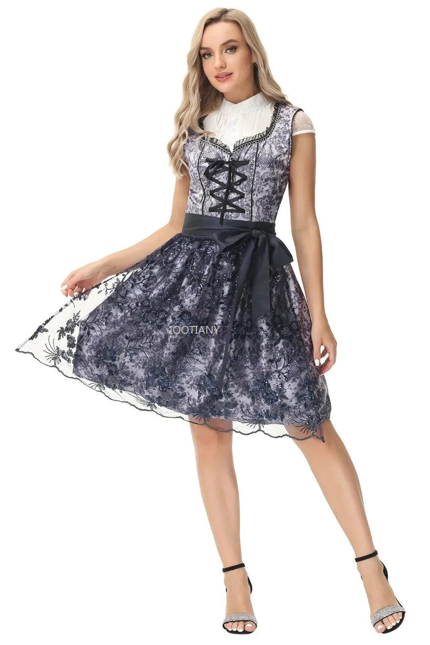 TrachtenHerz – Dames Dirndl van Katoen, Figuurbetonend – Traditioneel & Feestelijk
