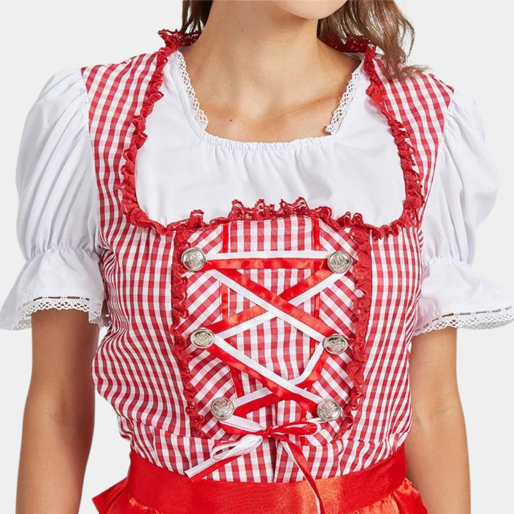 Alpenreich – Dames Dirndljurk van Katoen, Traditioneel – Voor Oktoberfest & Feesten