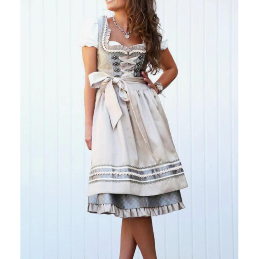 AlpenLiebe – Women's Midi Dirndl made of Cotton with Apron – Elegant & Traditional