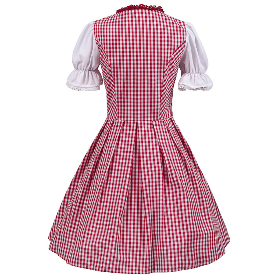 HeimatLiebe – Dames Dirndl geruit met Ruches – Traditioneel & Feestelijk