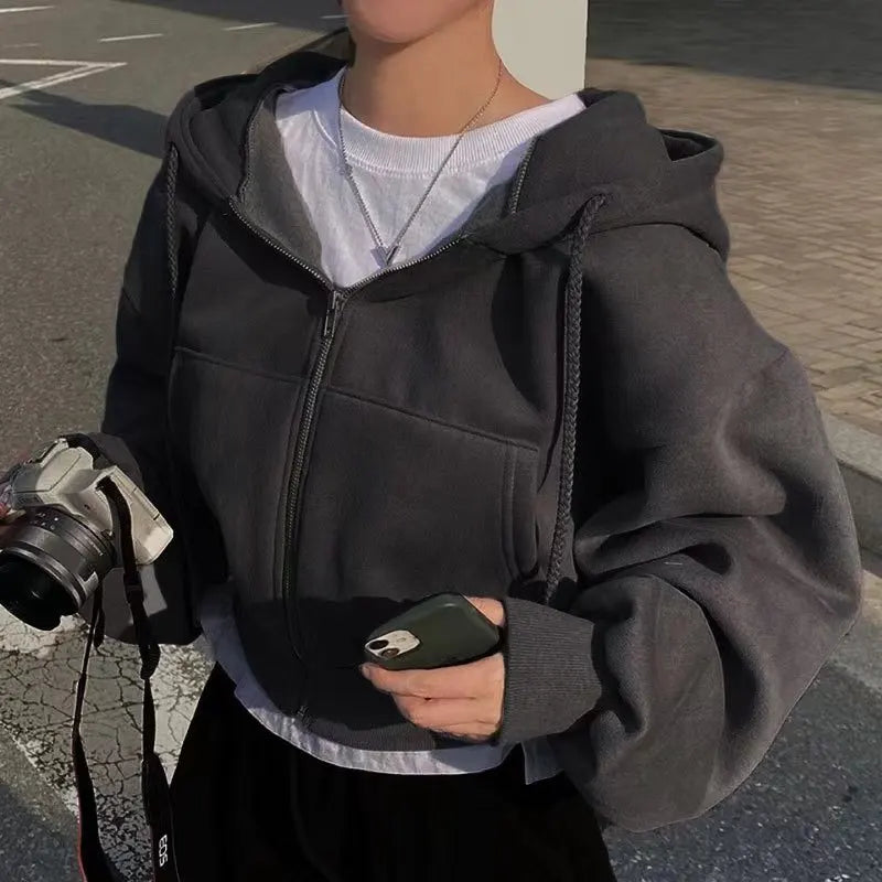 Damska Koszula Polarowa z Kapturem, Luźna, Styl Harajuku, Różne Rozmiary 5