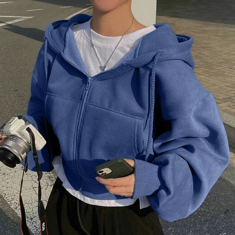 Damska Koszula Polarowa z Kapturem, Luźna, Styl Harajuku, Różne Rozmiary 7