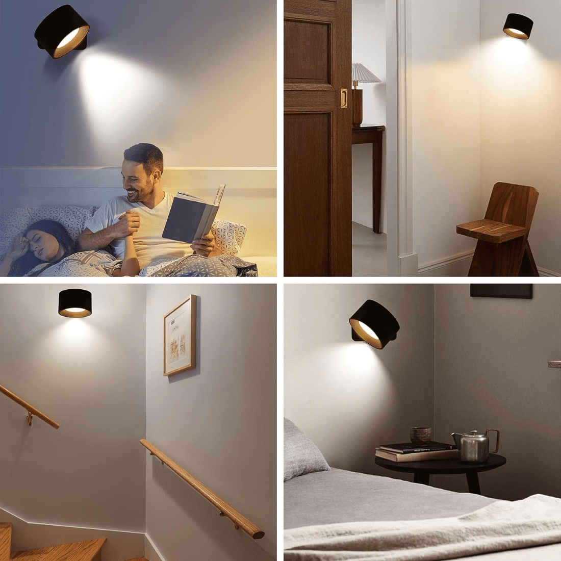 Melzano Glow360 Wireless Rechargeable 360° Wall Lamp for Effortless Ambient Lighting