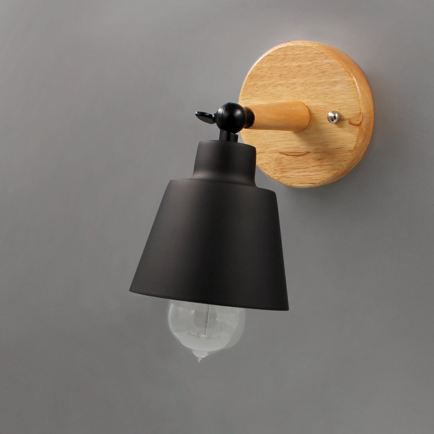 Modivra – Wall lamp wood & metal with rotatable shade, modern design