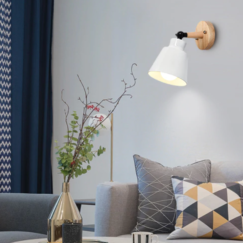 Modivra – Wall lamp wood & metal with rotatable shade, modern design