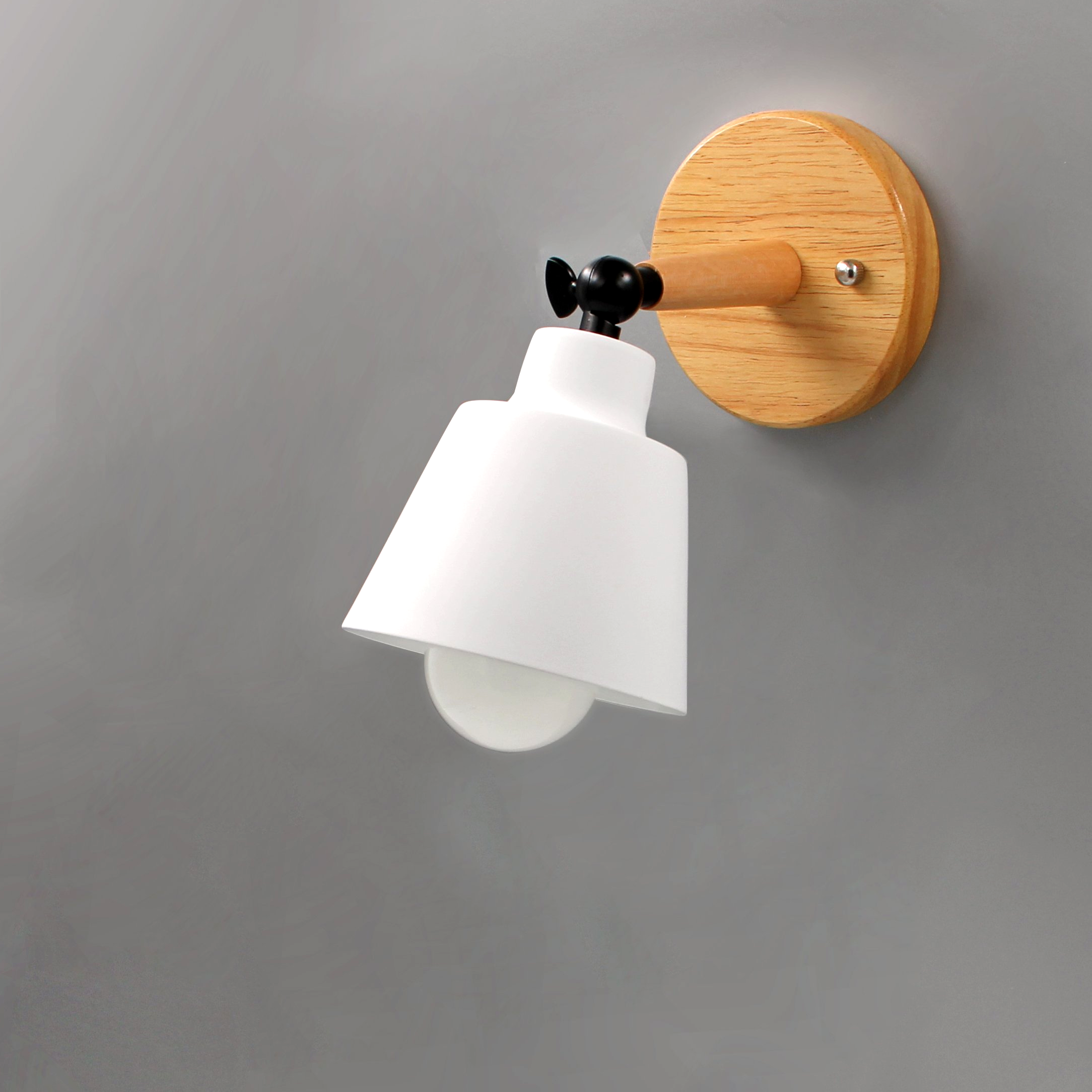 Modivra – Wall lamp wood & metal with rotatable shade, modern design
