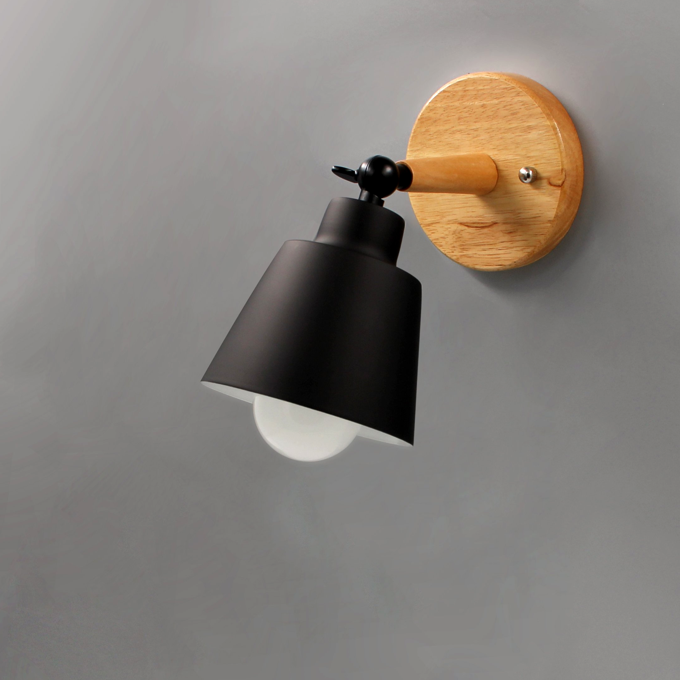 Modivra – Wall lamp wood & metal with rotatable shade, modern design