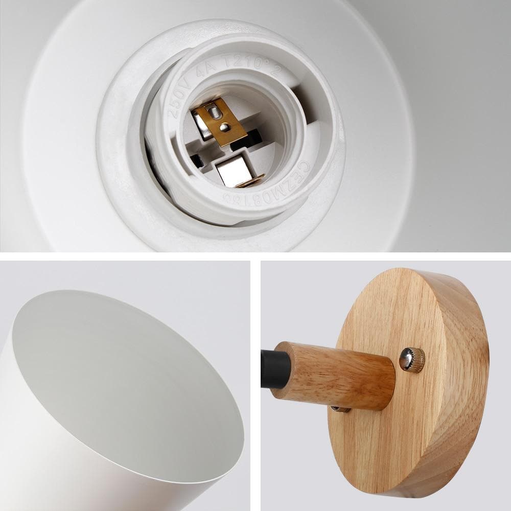 Valnera – Wall lamp wood & metal with adjustable shade and pull cord