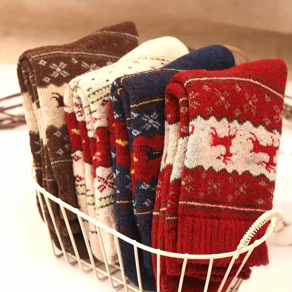 Dikke Dames Sokken met Hertenpatroon, Warm en Comfortabel voor de Koude Maanden 1