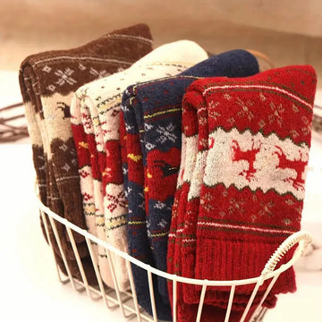Dikke Dames Sokken met Hertenpatroon, Warm en Comfortabel voor de Koude Maanden 1