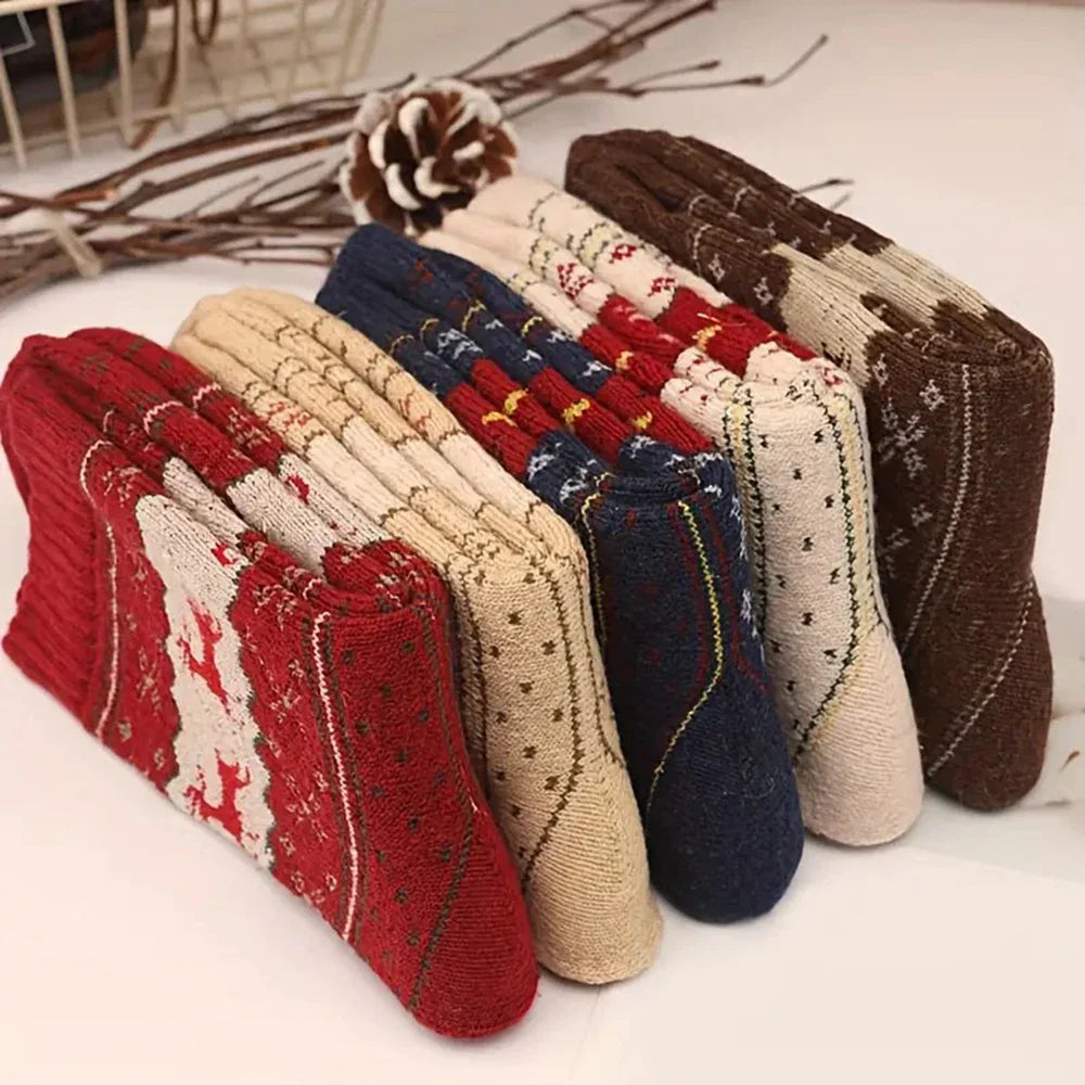 Dikke Dames Sokken met Hertenpatroon, Warm en Comfortabel voor de Koude Maanden 4