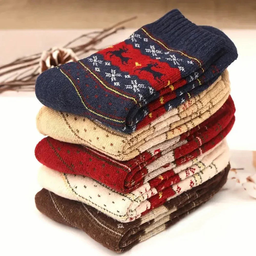 Dikke Dames Sokken met Hertenpatroon, Warm en Comfortabel voor de Koude Maanden 5