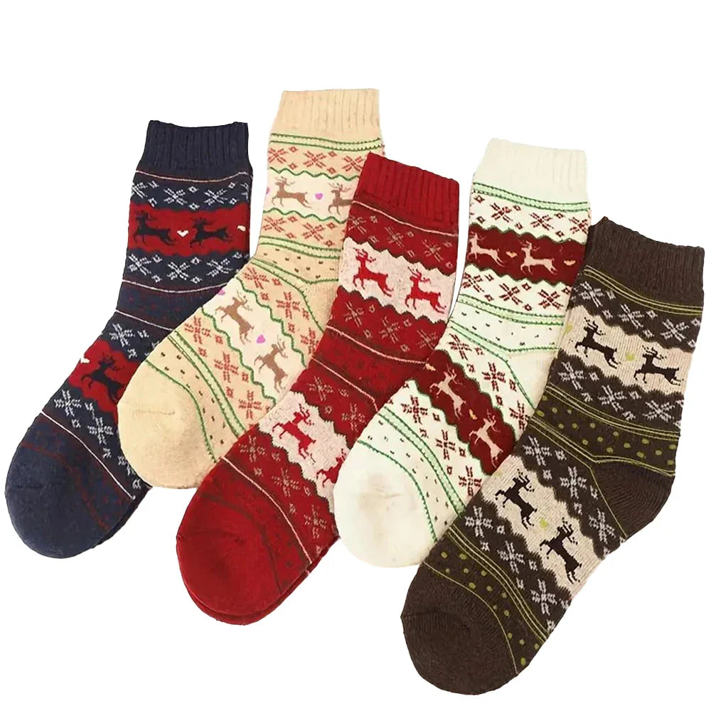 Dikke Dames Sokken met Hertenpatroon, Warm en Comfortabel voor de Koude Maanden 7