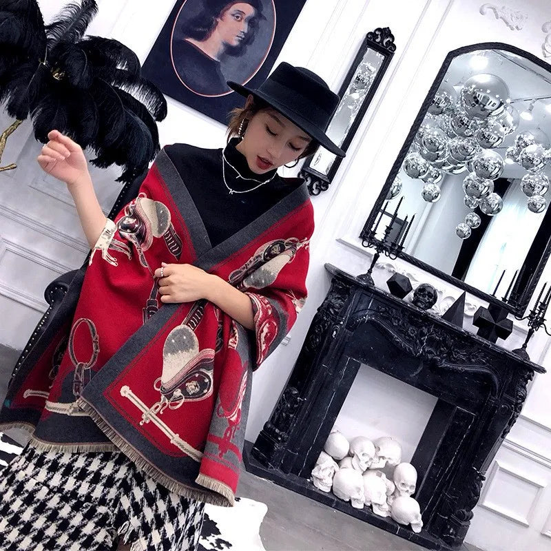 Equinelle Dames Sjaal – Winter Sjaal met Paardprint, Zachte Luxe Stof & Elegant Design