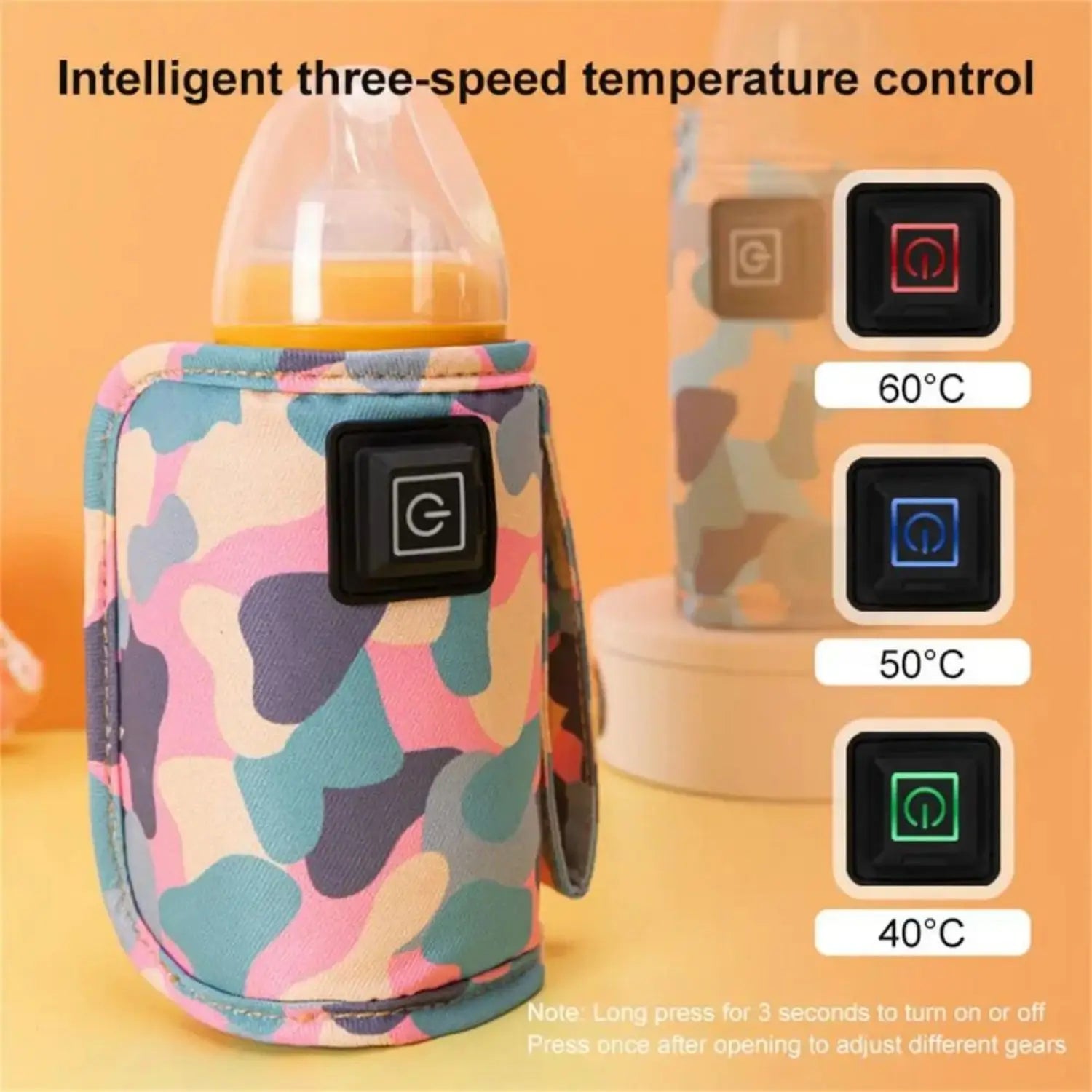 Draagbare Babyflessenwarmer met 3 Snelheden, USB-Oplaadbaar voor Onderweg 0