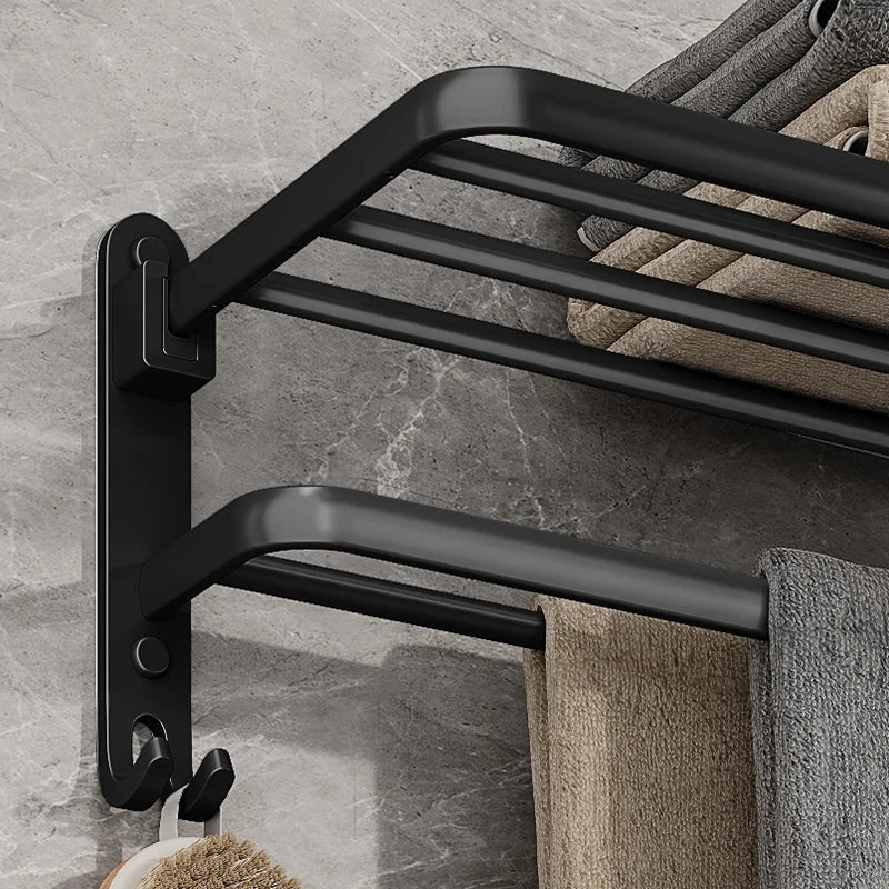 EasyTowel Black Foldable Towel Rack