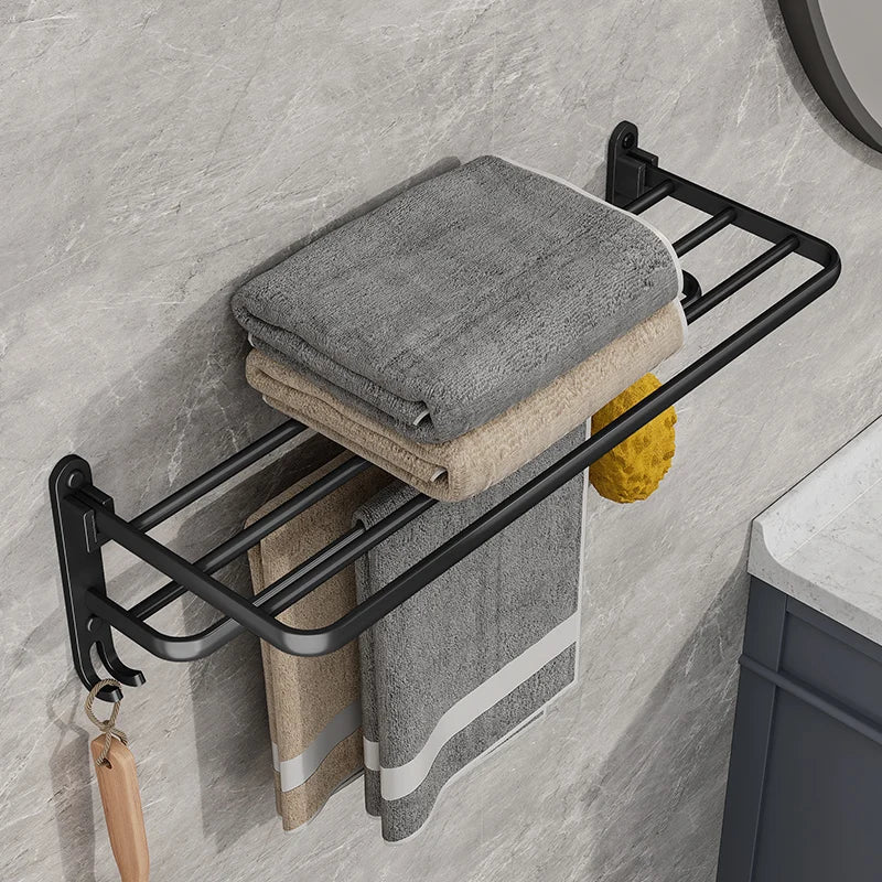 EasyTowel Black Foldable Towel Rack