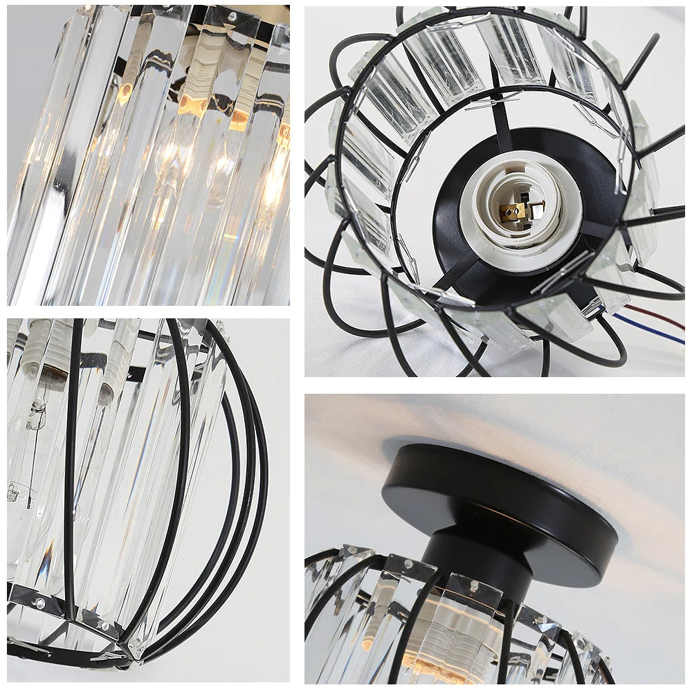 Glazora – Scandinavische plafondlamp – Glas & zwart ijzer design