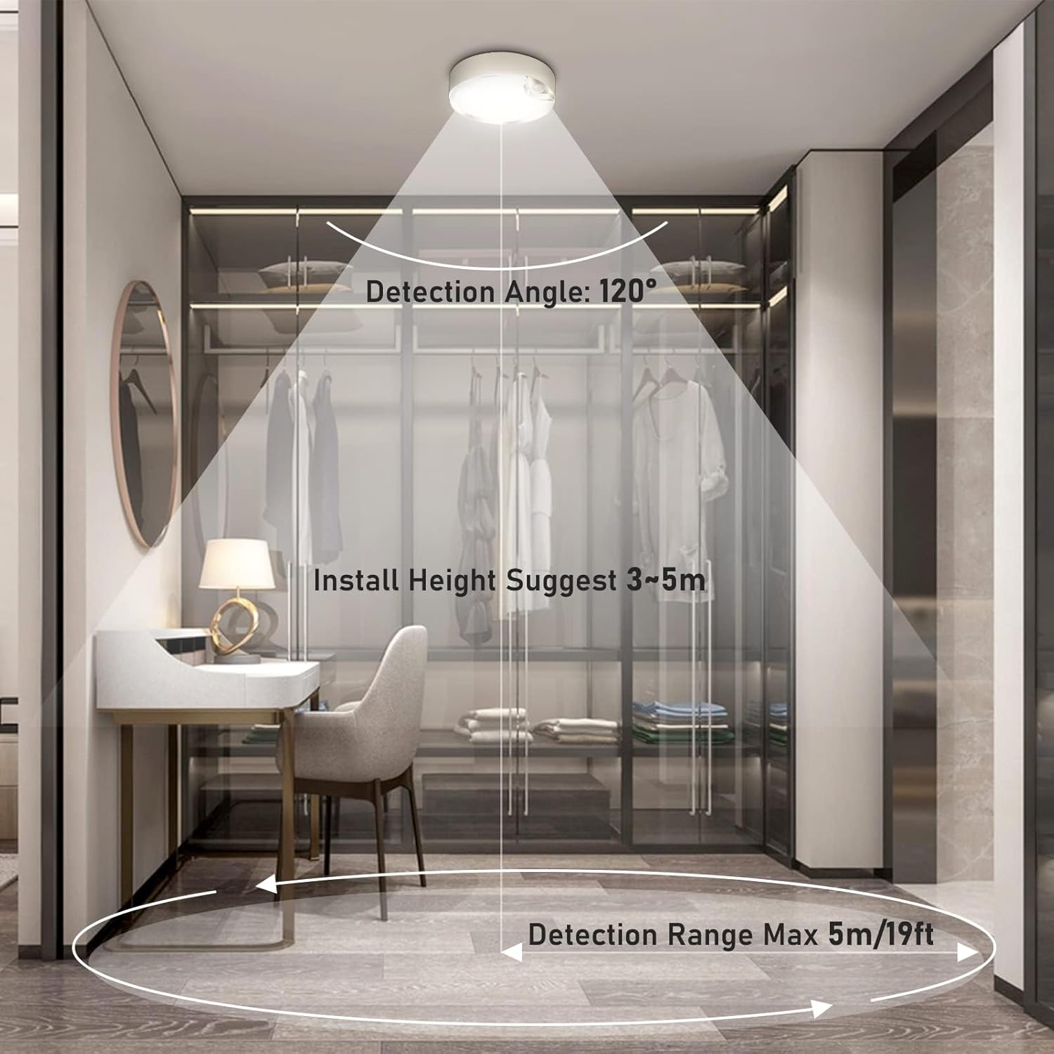 Lumora – LED ceiling lamp with motion sensor – Wireless on batteries