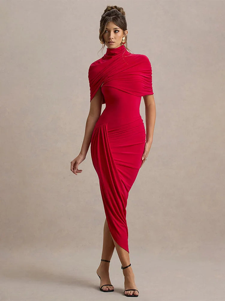 Elegancka Maxi Sukienka Damska Plisowana z Okrągłym Dekoltem i Rozcięciem, Idealna na Formalne Okazje 3