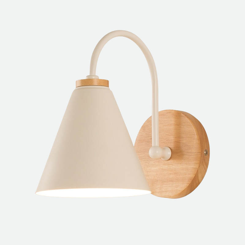 Curvora – Wandlamp Hout & Metaal, zwart of wit, elegant gebogen