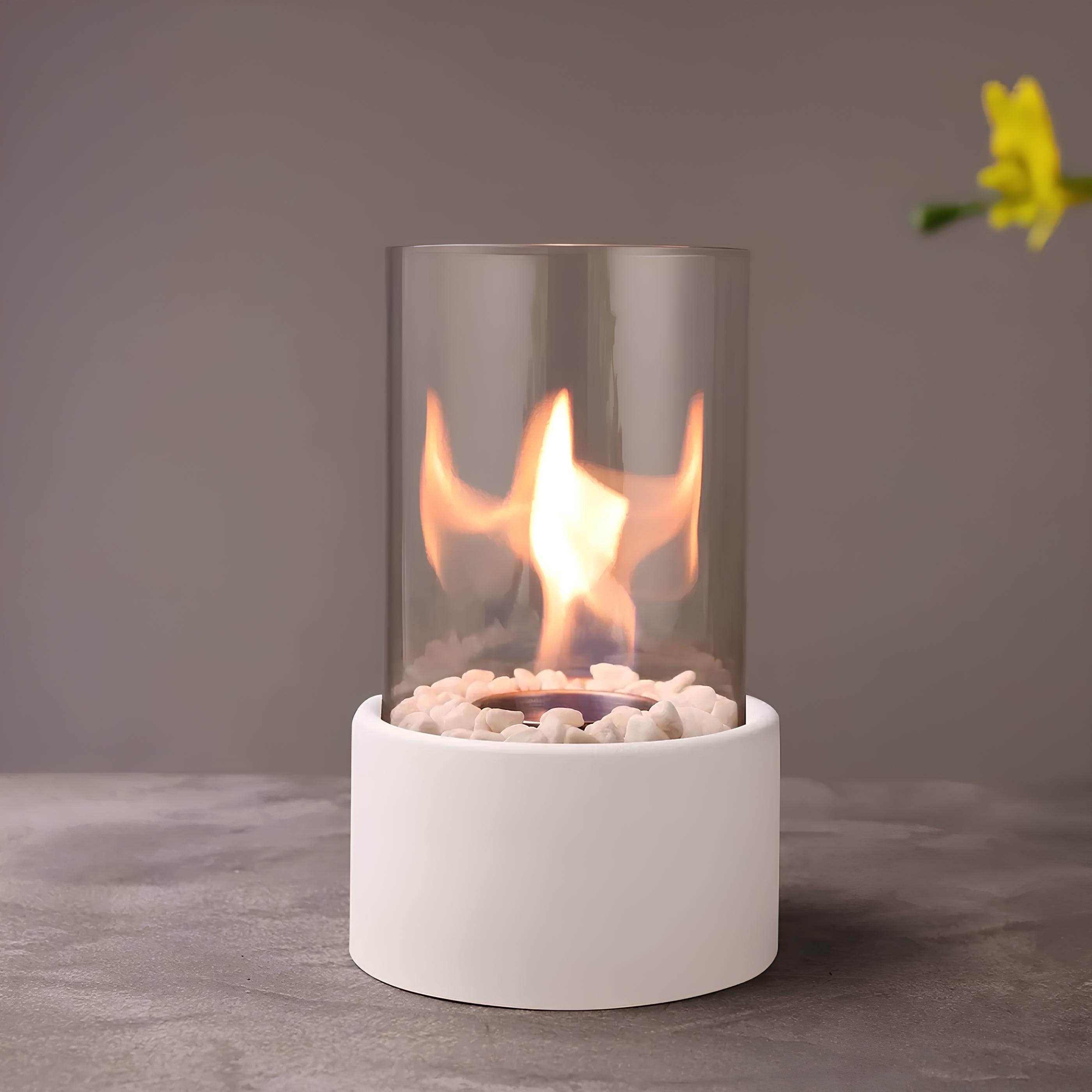 Elegante Olielamp Glas met Veiligheidsfunctie en Decoratiestenen - Sfeerlicht voor Binnen en Buiten