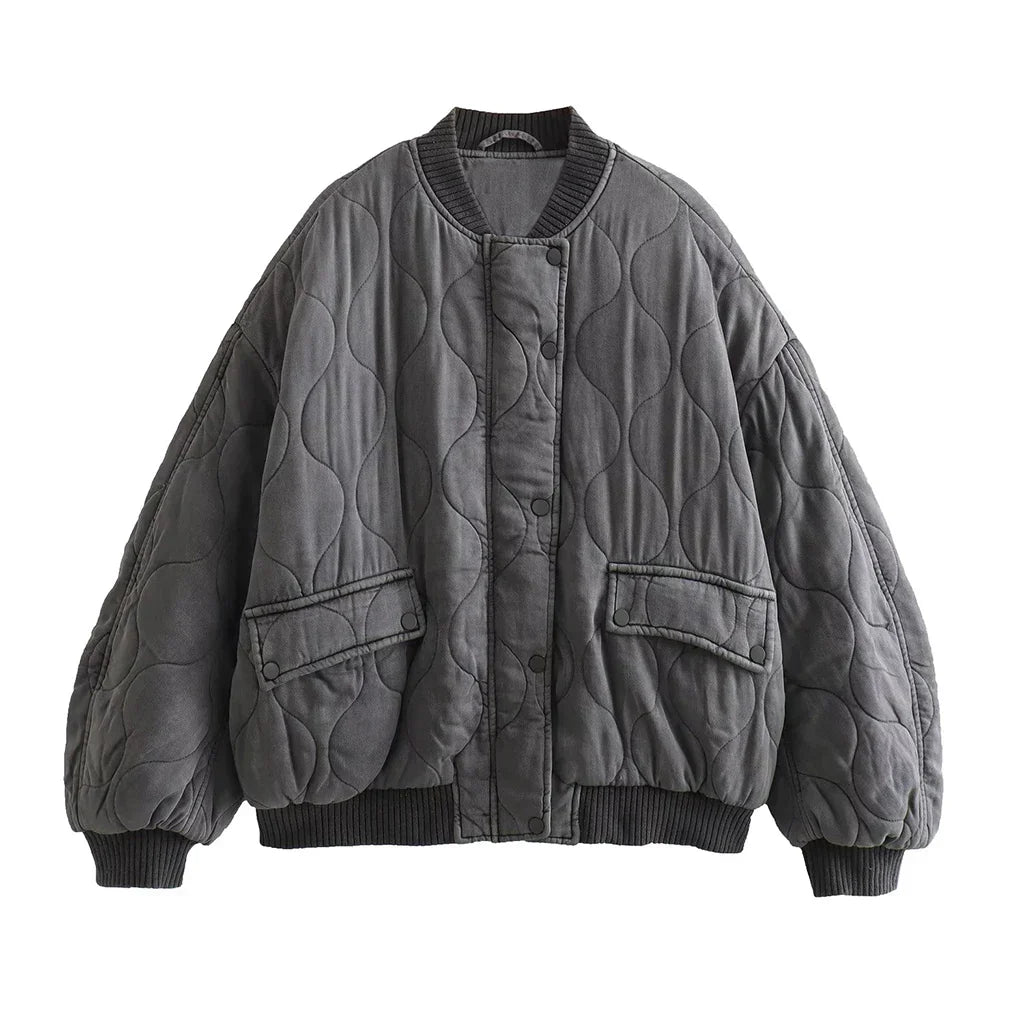 Kaccey Grijs Bomberjack Dames – Losvallend, Trendy & Comfortabel