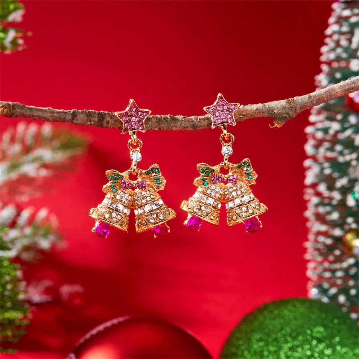 Auroria – Pendientes festivos con copo de nieve de piedra de imitación y perla