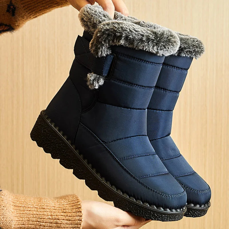 Alvara – Botas de invierno para mujer impermeables con forro de piel, hasta el tobillo
