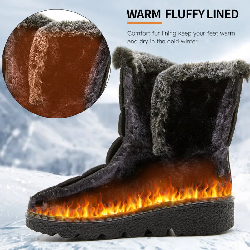 Alvara – Botas de invierno para mujer impermeables con forro de piel, hasta el tobillo