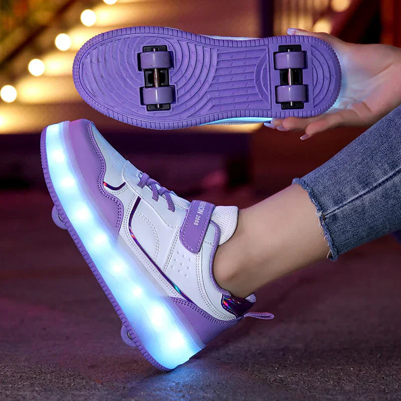 LED Roller Shoes – Versatile Sneakers with Foldable Wheels & Illuminating LED Effects