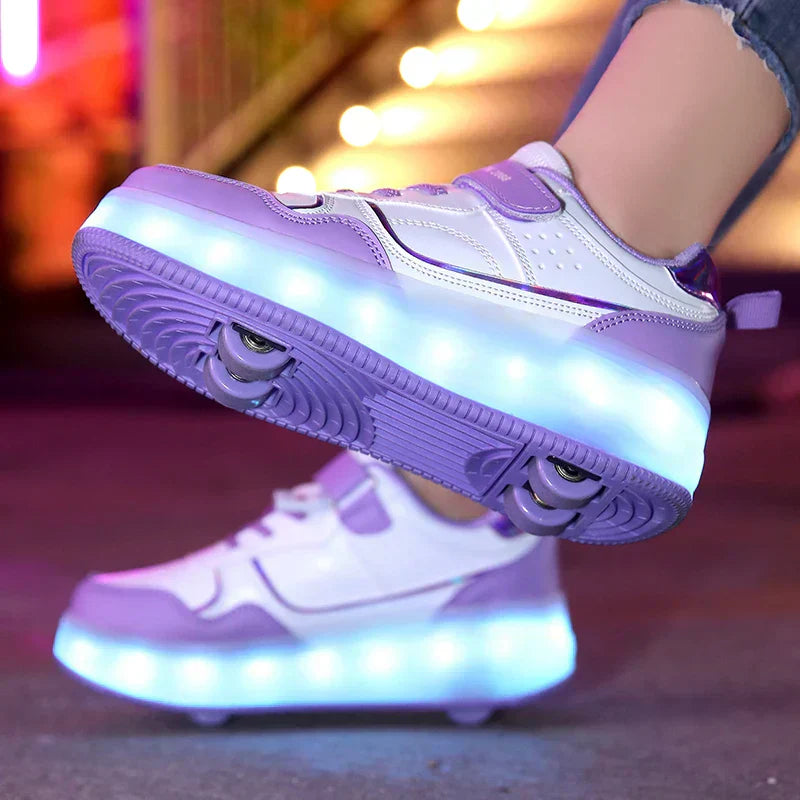 LED Roller Shoes – Versatile Sneakers with Foldable Wheels & Illuminating LED Effects