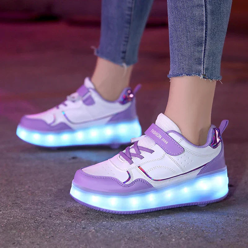 LED Roller Shoes – Versatile Sneakers with Foldable Wheels & Illuminating LED Effects