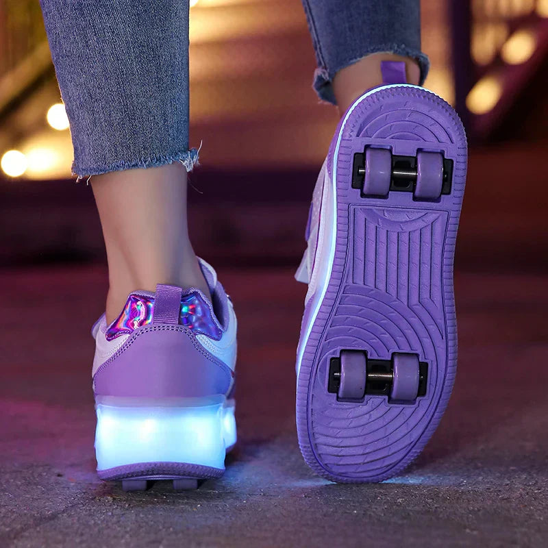 LED Roller Shoes – Versatile Sneakers with Foldable Wheels & Illuminating LED Effects