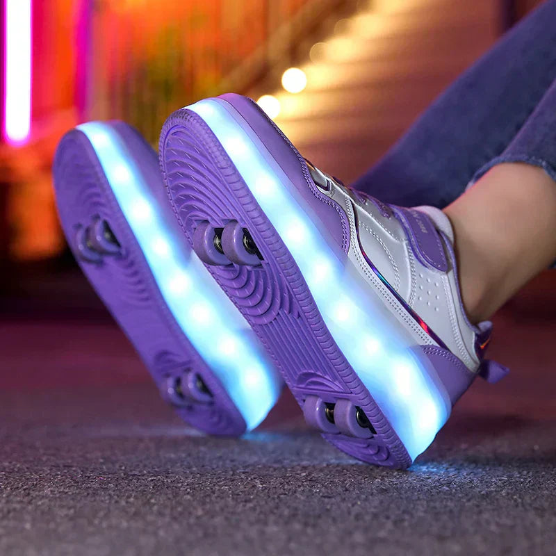 LED Roller Shoes – Versatile Sneakers with Foldable Wheels & Illuminating LED Effects