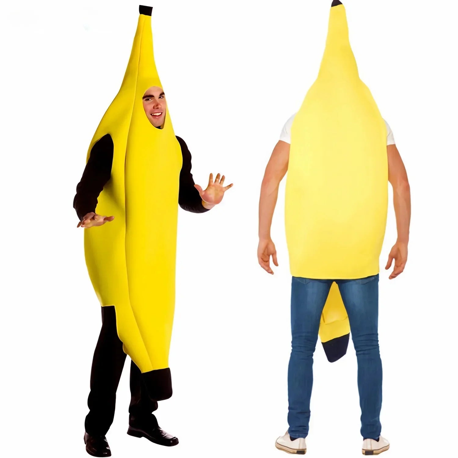 PartyJungle – Grappig Bananen Kostuum Heren – Carnaval & Halloween Outfit (S-XL)