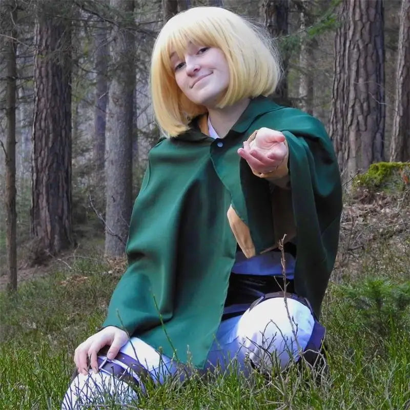 KuroHaven Groene Cosplay Cape – Unisex Japanse Stijl met Capuchon